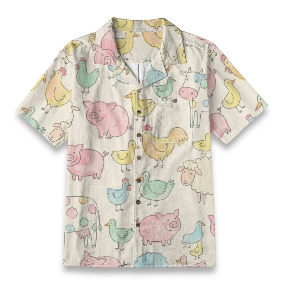 Cute Farm Animals Pastel Pattern Shirt – Animals Hawaiian Shirt
