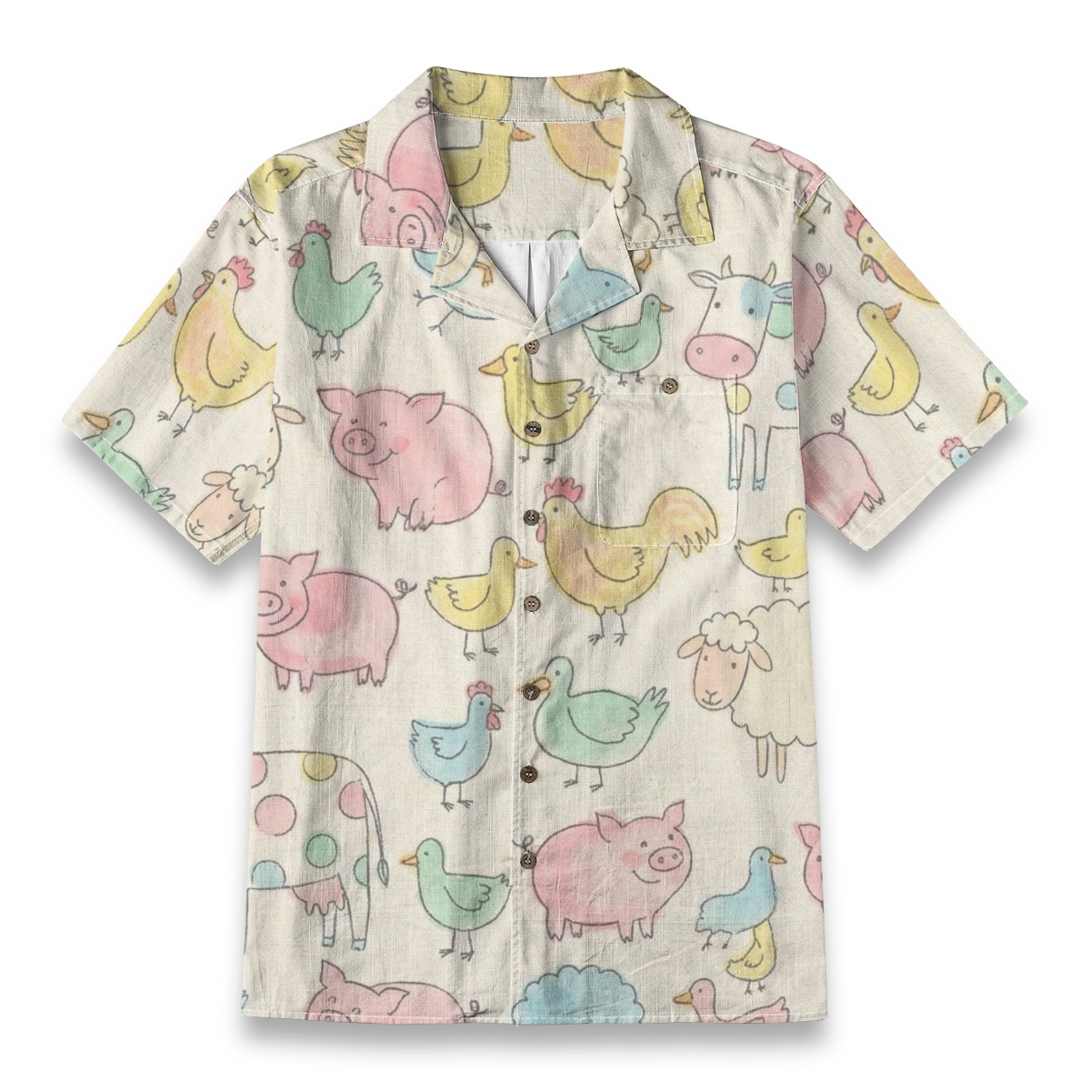Cute Farm Animals Pastel Pattern Shirt – Animals Hawaiian Shirt