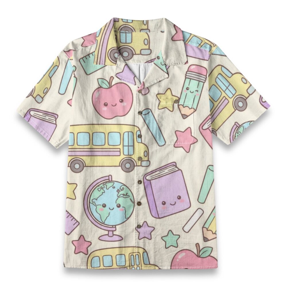 Cute School Icons & Smiling Classroom Pattern Hawaiian Shirt – School Hawaiian Shirt