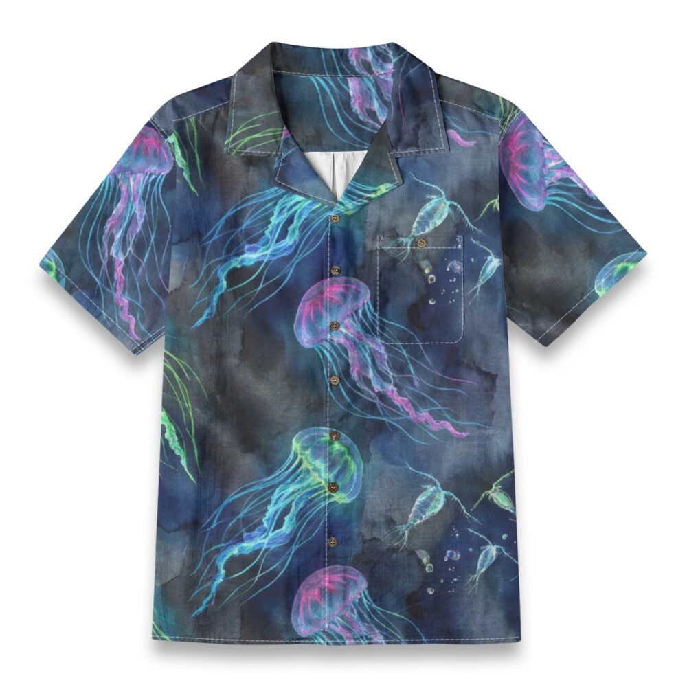 Glowing Jellyfish Ocean Art Shirt – Sea Hawaiian Shirt
