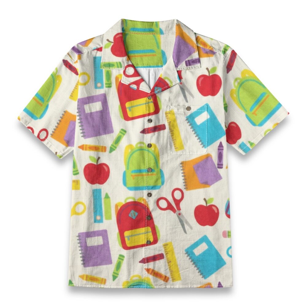 Back to School Supplies Pattern Shirt – School Hawaiian Shirt