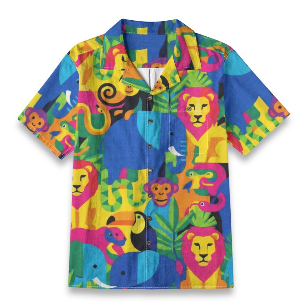 Colorful Jungle Animals Hawaiian Shirt – Animals Hawaiian Shirt
