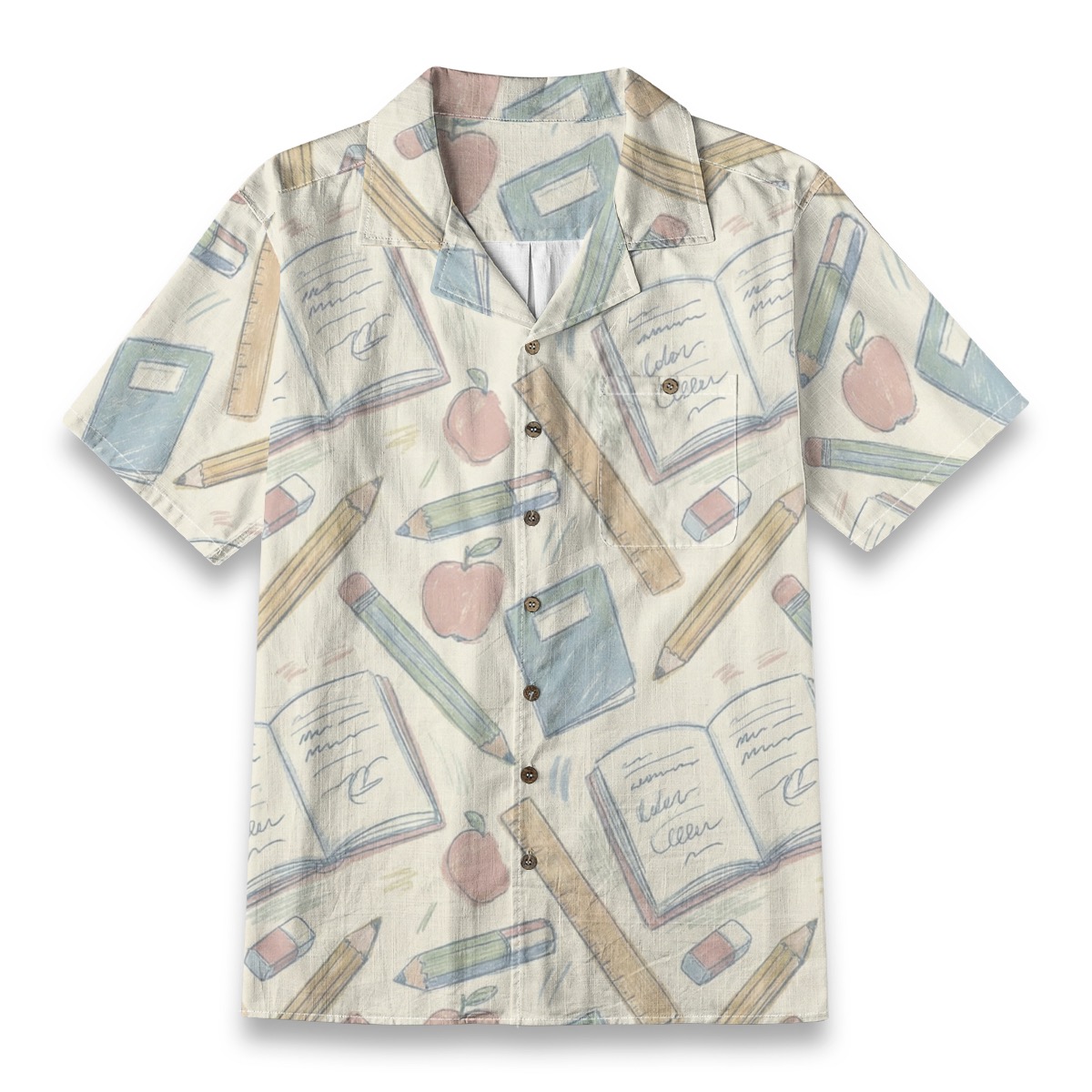 Watercolor School Supplies Pattern Shirt – School Hawaiian Shirt