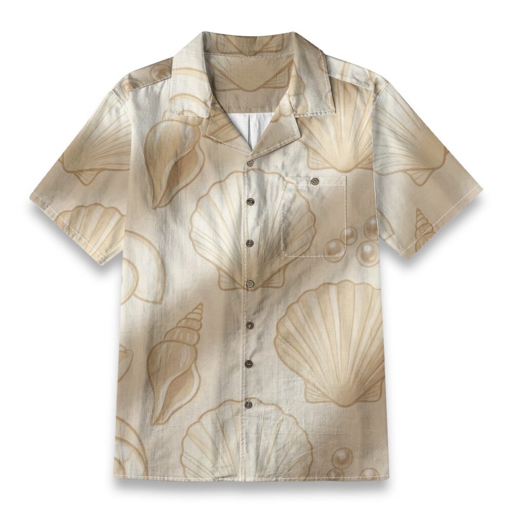 Elegant Seashell Pattern Shirt – Sea Hawaiian Shirt