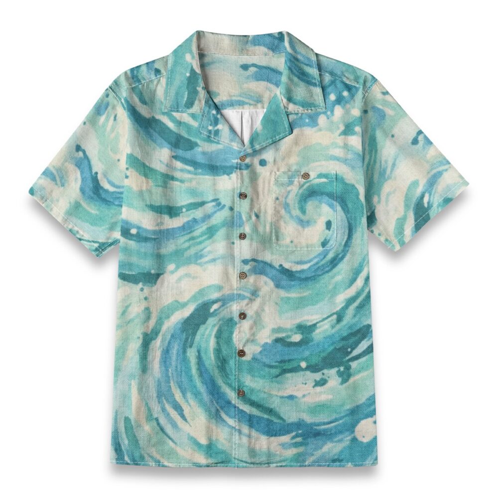 Abstract Ocean Wave Swirl Art Shirt – Sea Hawaiian Shirt