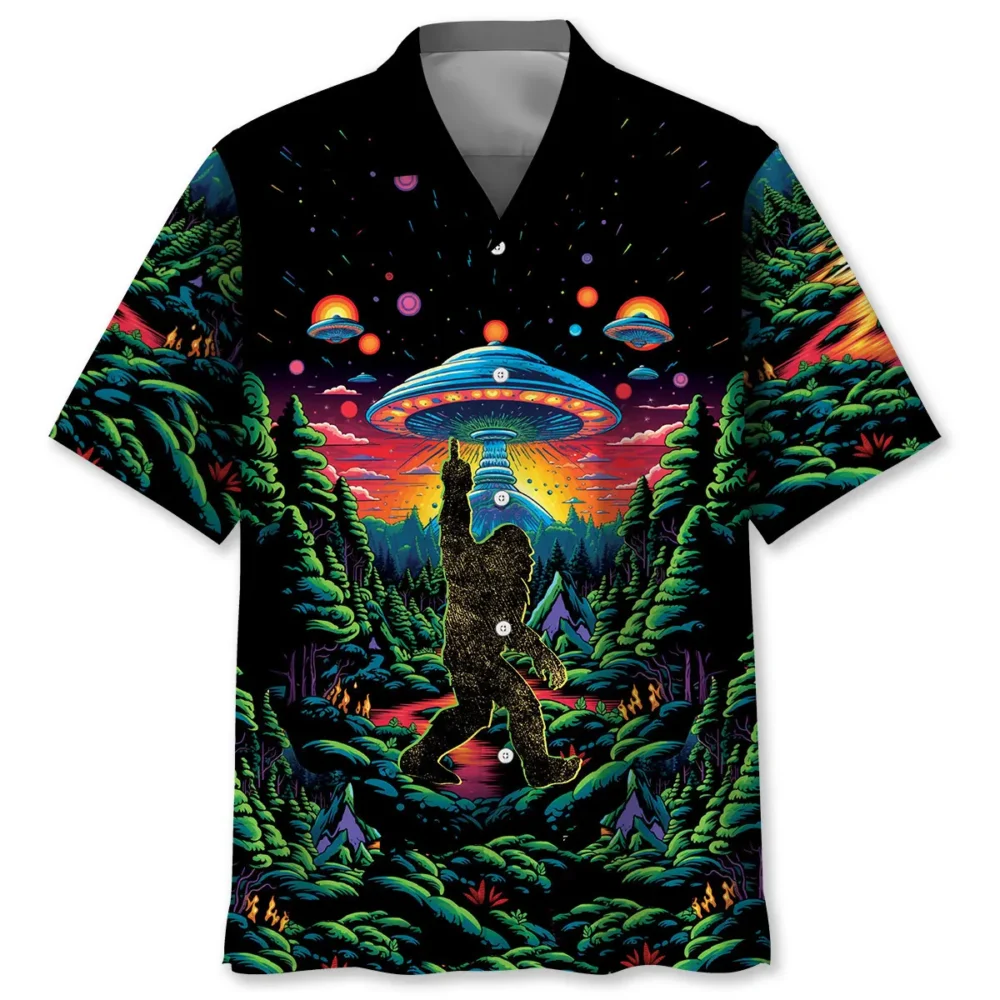 Alien Bigfoot Middle Finger Hawaiian Shirt BS2763642 - Been Store