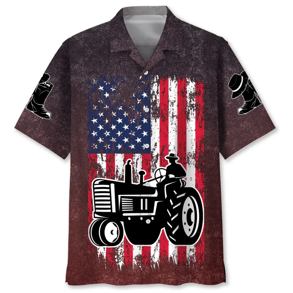 American Flag Tractor Hawaiian Shirt BS2762984 - Been Store