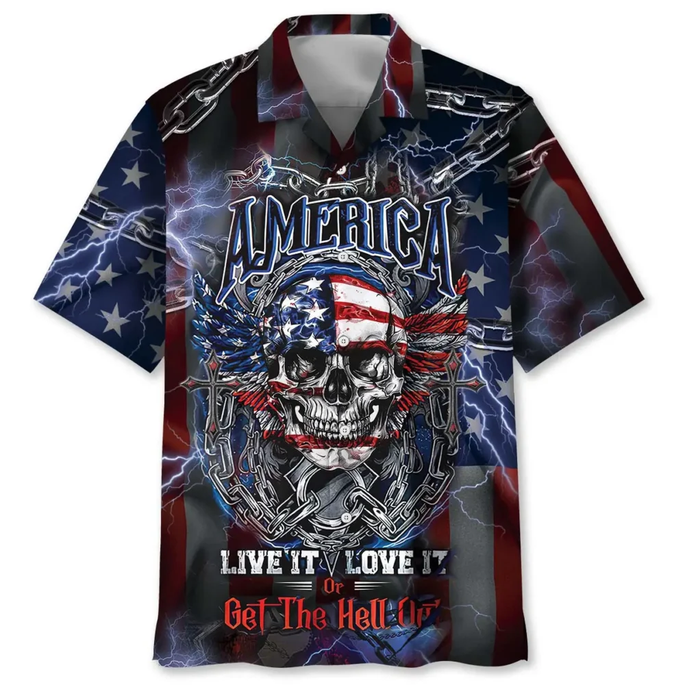 American Patriot Skull Hawaiian Shirt BS2763971 - Been Store