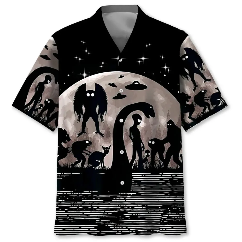 Bigfoot Alien Nessie Night Hawaiian Shirt BS2763644 - Been Store