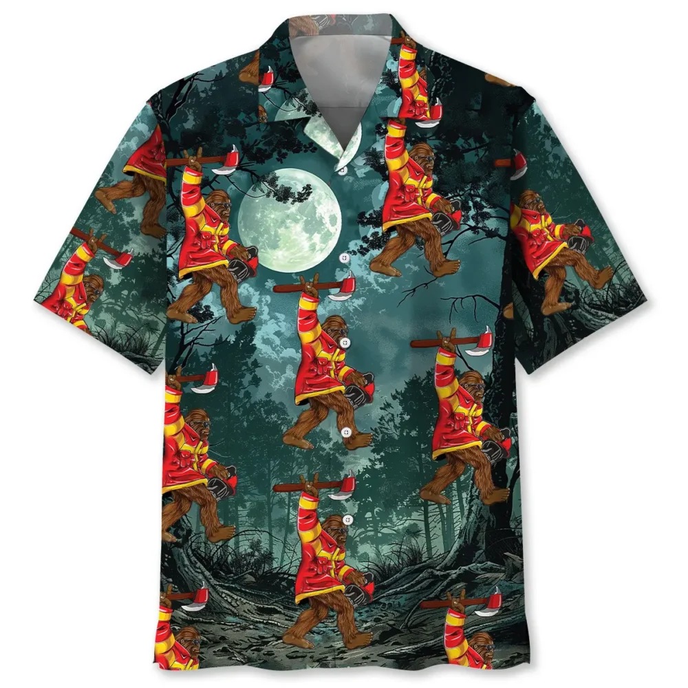 Bigfoot Firefighter Keep The Night Safe Hawaiian Shirt BS2763738 - Been Store