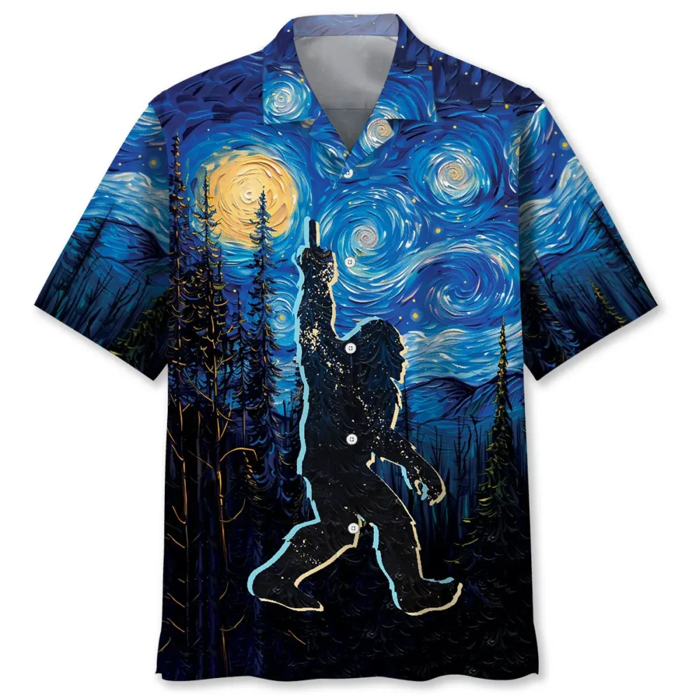 Bigfoot Mystery Starry Night Hawaiian Shirt BS2763896 - Been Store