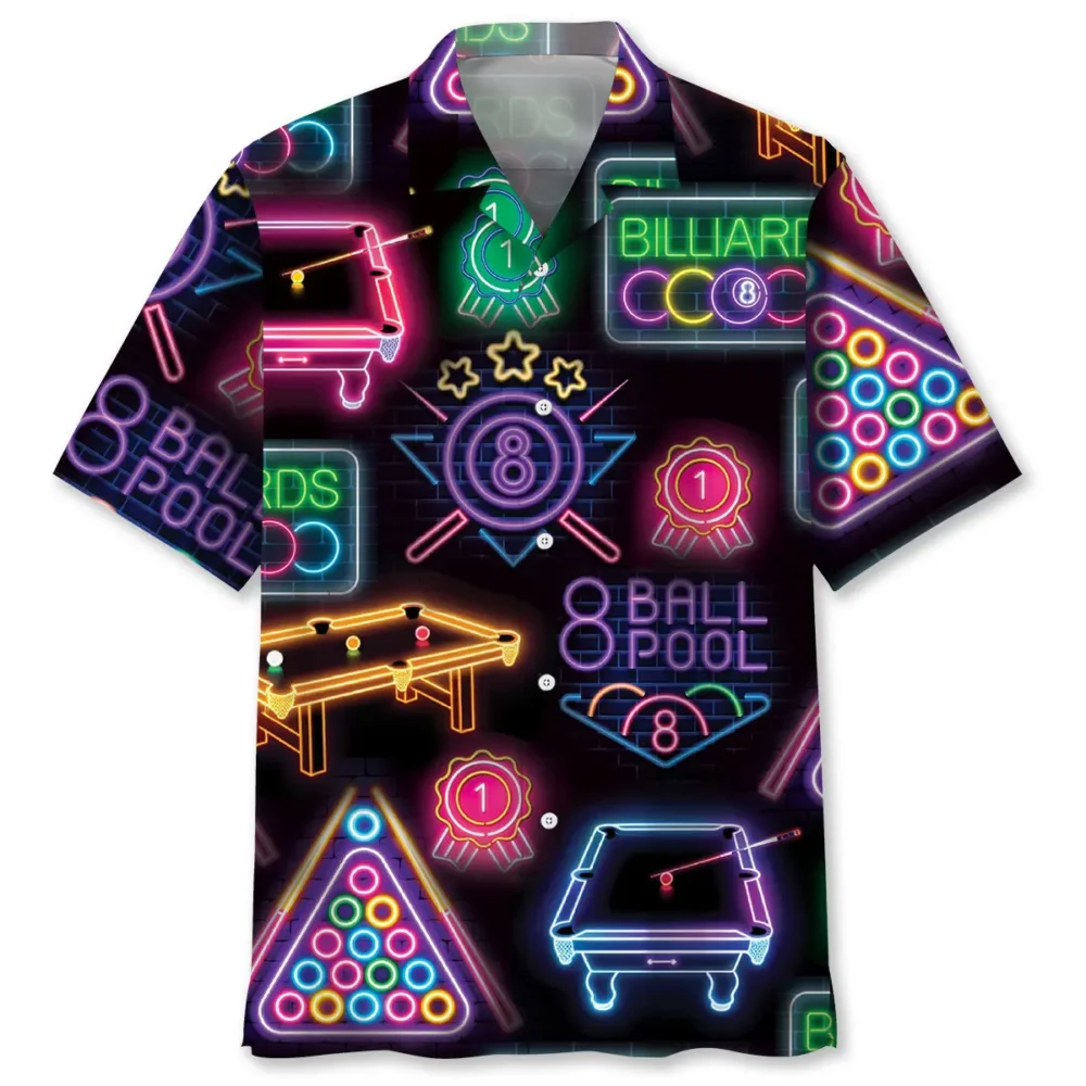 Billiard Neon Black Hawaiian Shirt BS2763443 - Been Store