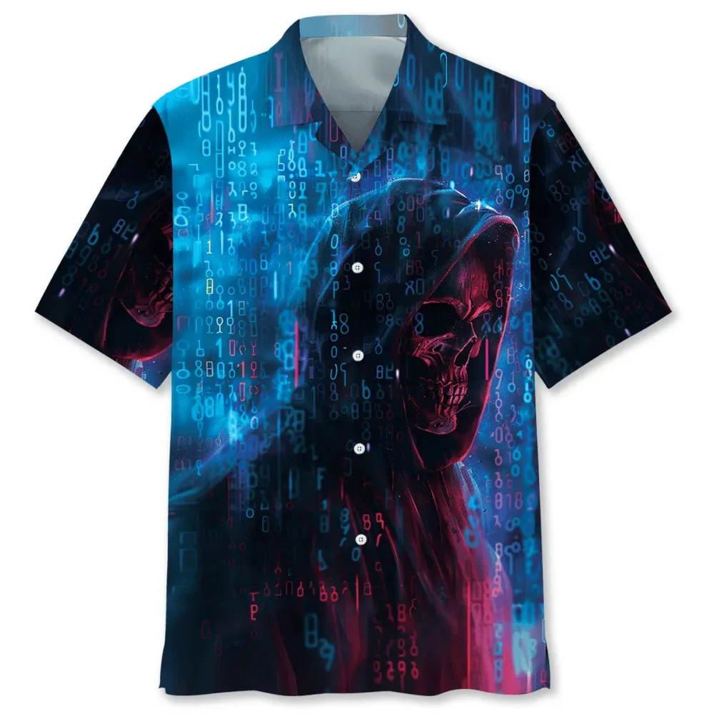 Binary Skull Hawaiian Shirt BS2763830 - Been Store