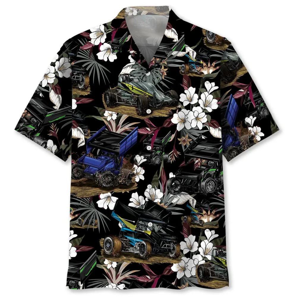 Black Sprint Car Racing Hawaiian Shirt BS2763618 - Been Store