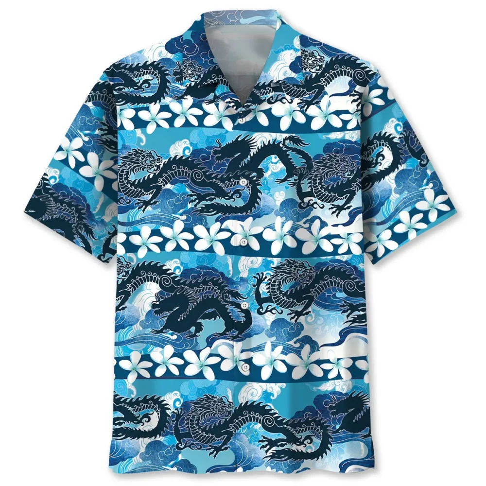 Blue Chinese Dragon Hawaiian Shirt BS2763077 - Been Store