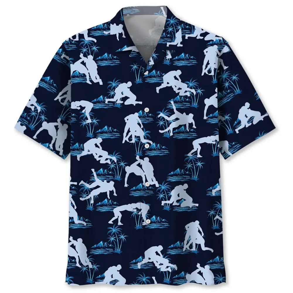 Blue Wrestling Hawaiian Shirt BS2763174 - Been Store