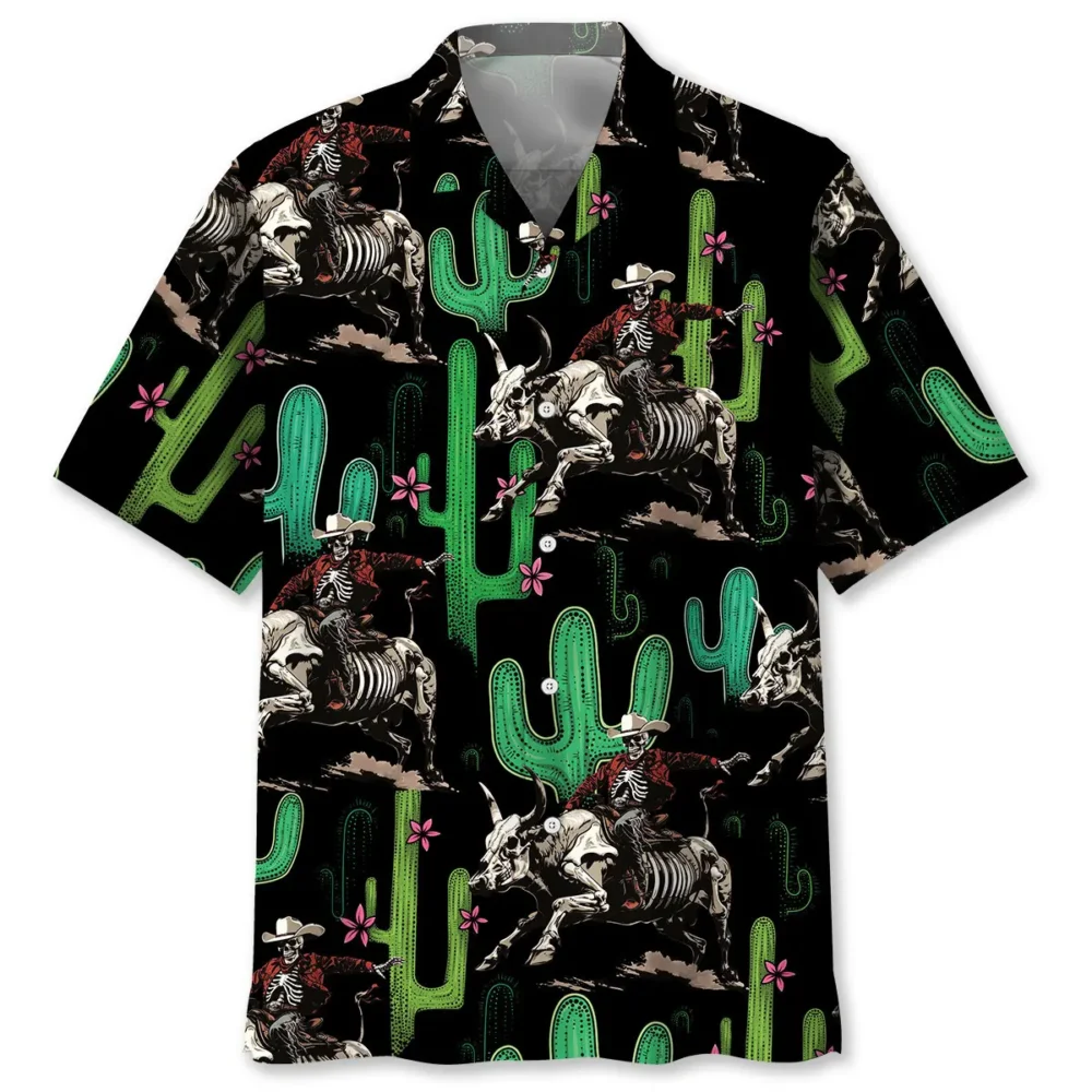 Cactus Cowboy Riding Bull Hawaiian Shirt BS2763736 - Been Store