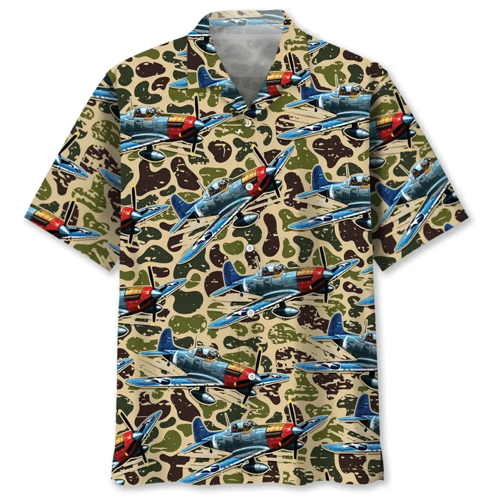 Camouflage Airplane Hawaiian Shirt BS2763191 - Been Store