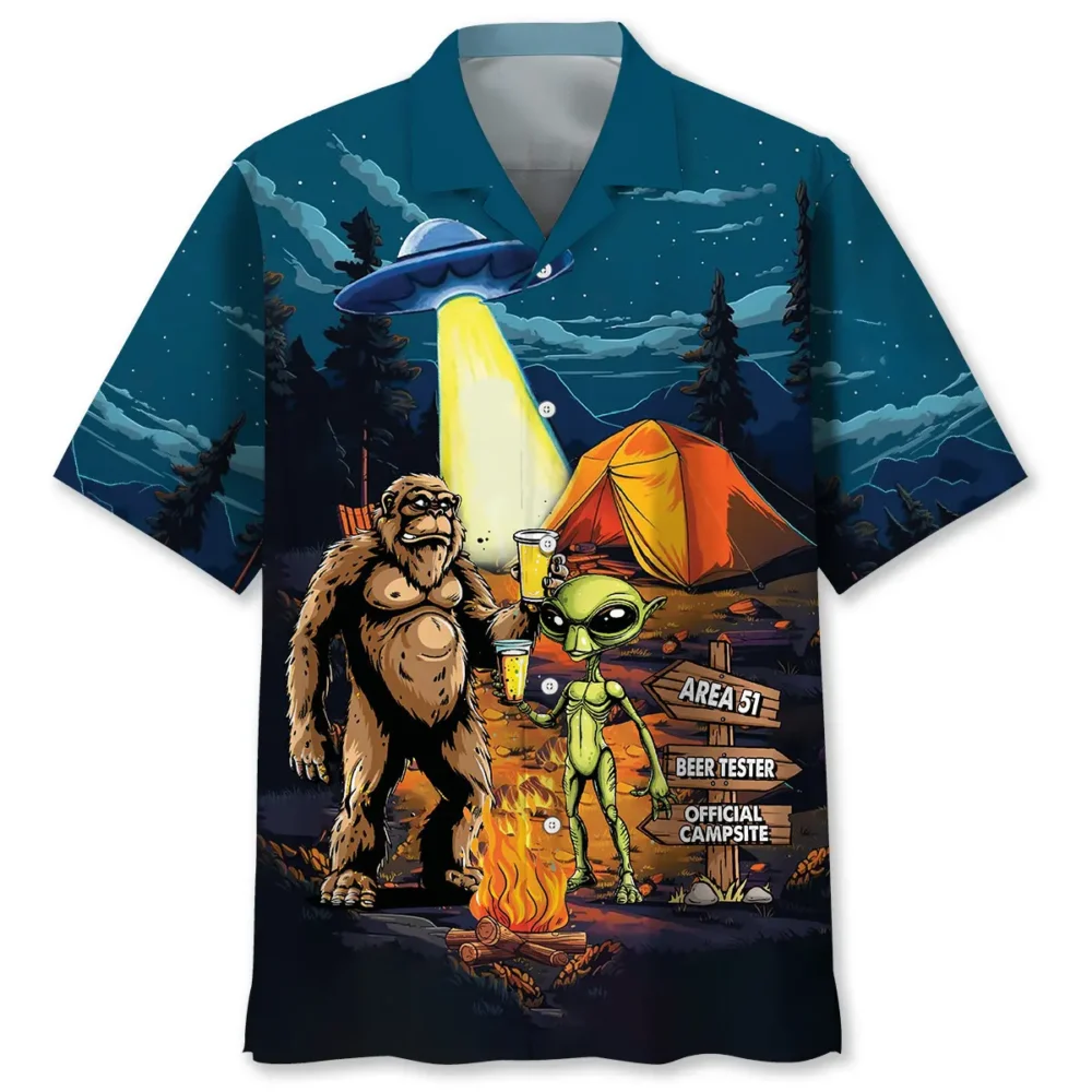 Camping Alien Bigfoot Area 51 Hawaiian Shirt BS2763950 - Been Store