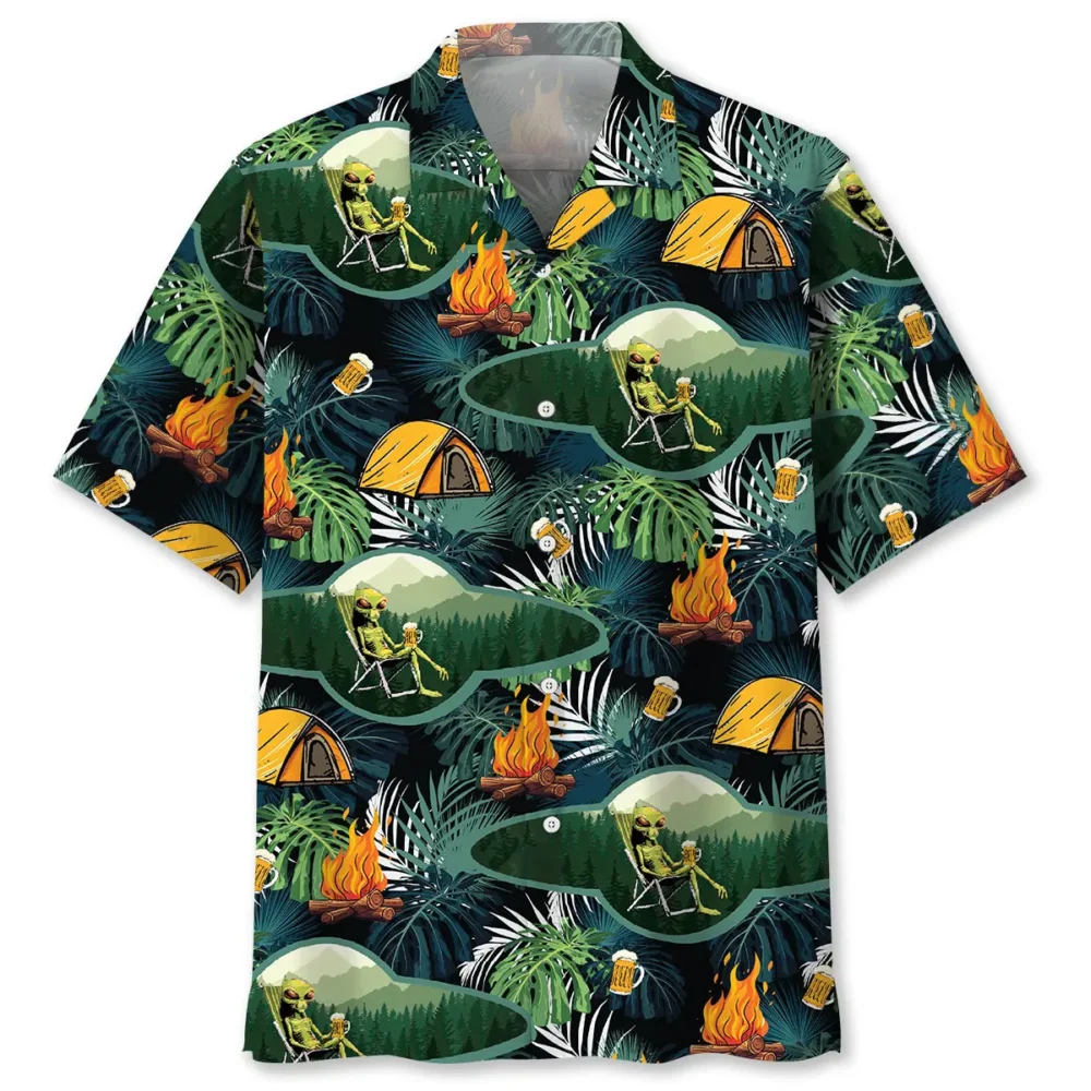 Camping Alien Chillin' Beer Hawaiian Shirt BS2763951 - Been Store