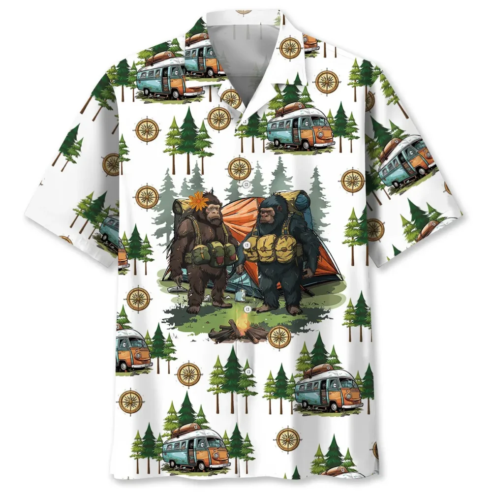 Camping Bigfoot Husband and Wife Hawaiian Shirt BS2763766 - Been Store