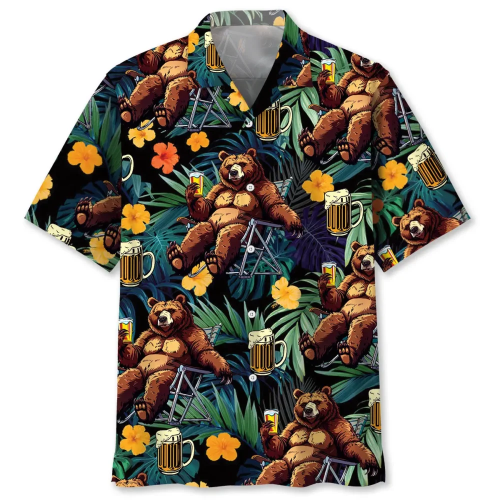 Camping Drunk Bear Hawaiian Shirt BS2763767 - Been Store