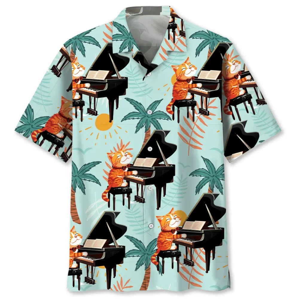 Cat Playing Piano Hawaiian Shirt BS2763939 - Been Store