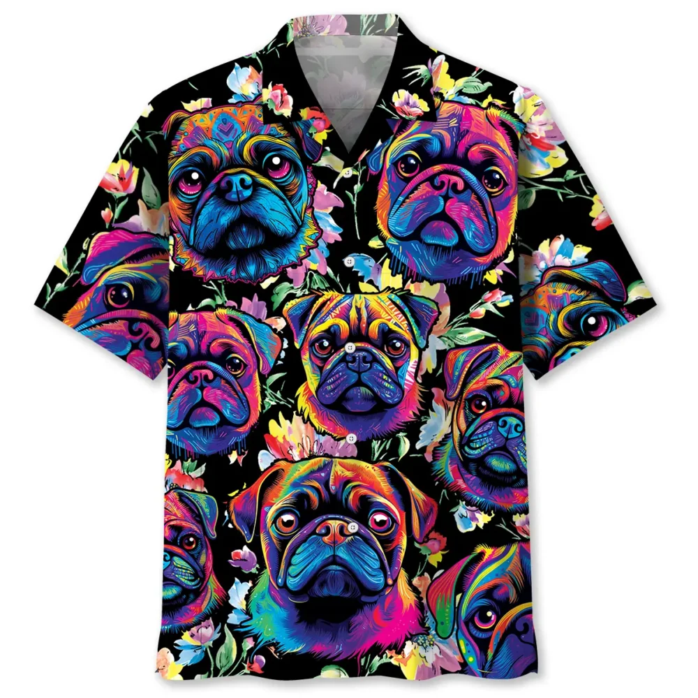 Coloful Pug Art Hawaiian Shirt BS2763001 - Been Store