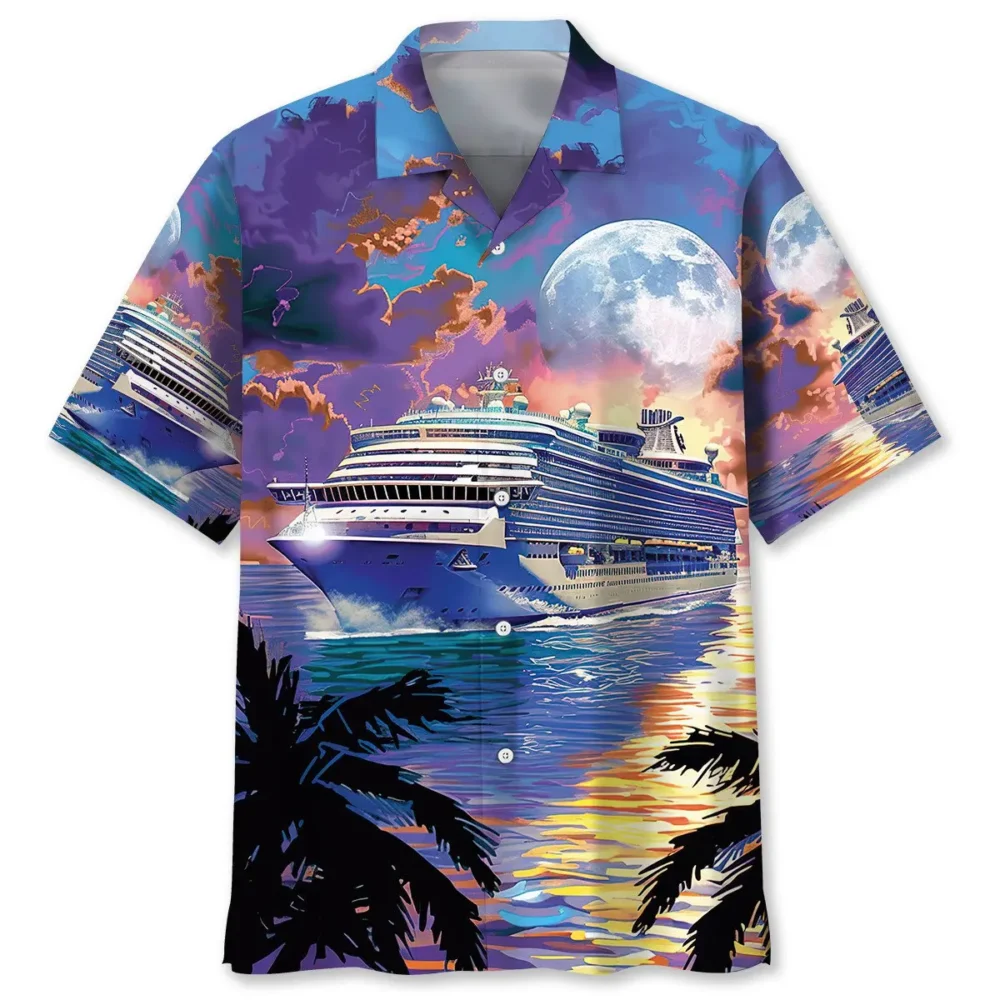 Cruise Ship Sun Set Art Hawaiian Shirt BS2763390 - Been Store