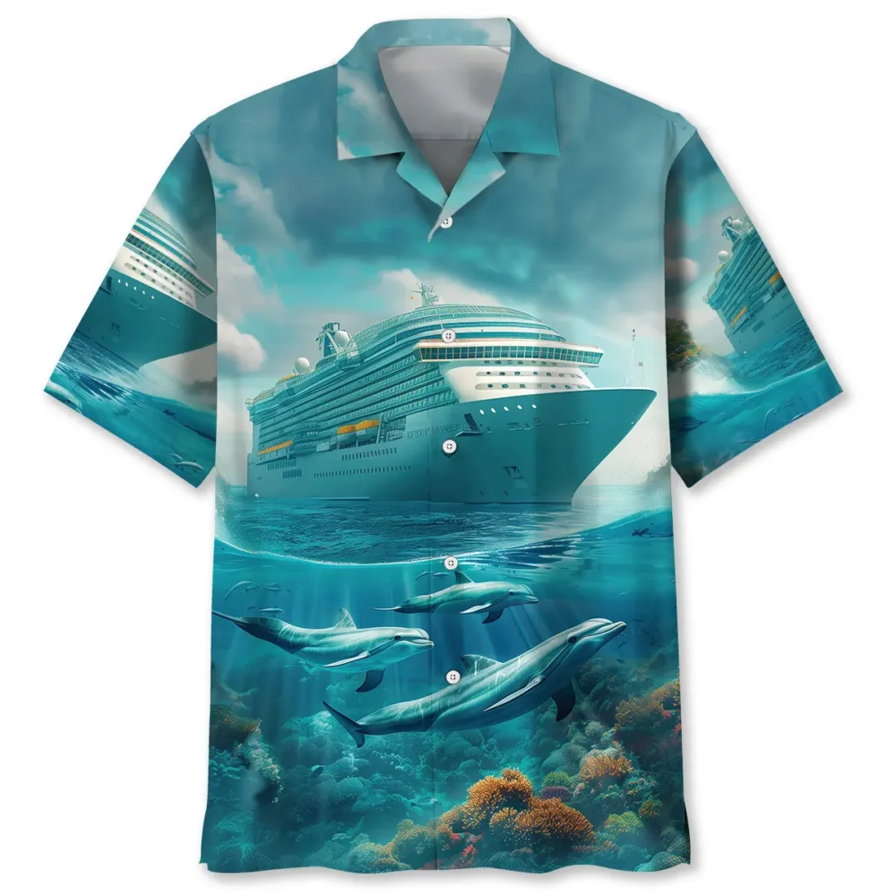 Cruise Ship With Dolphins Art Hawaiian Shirt BS2763391 - Been Store