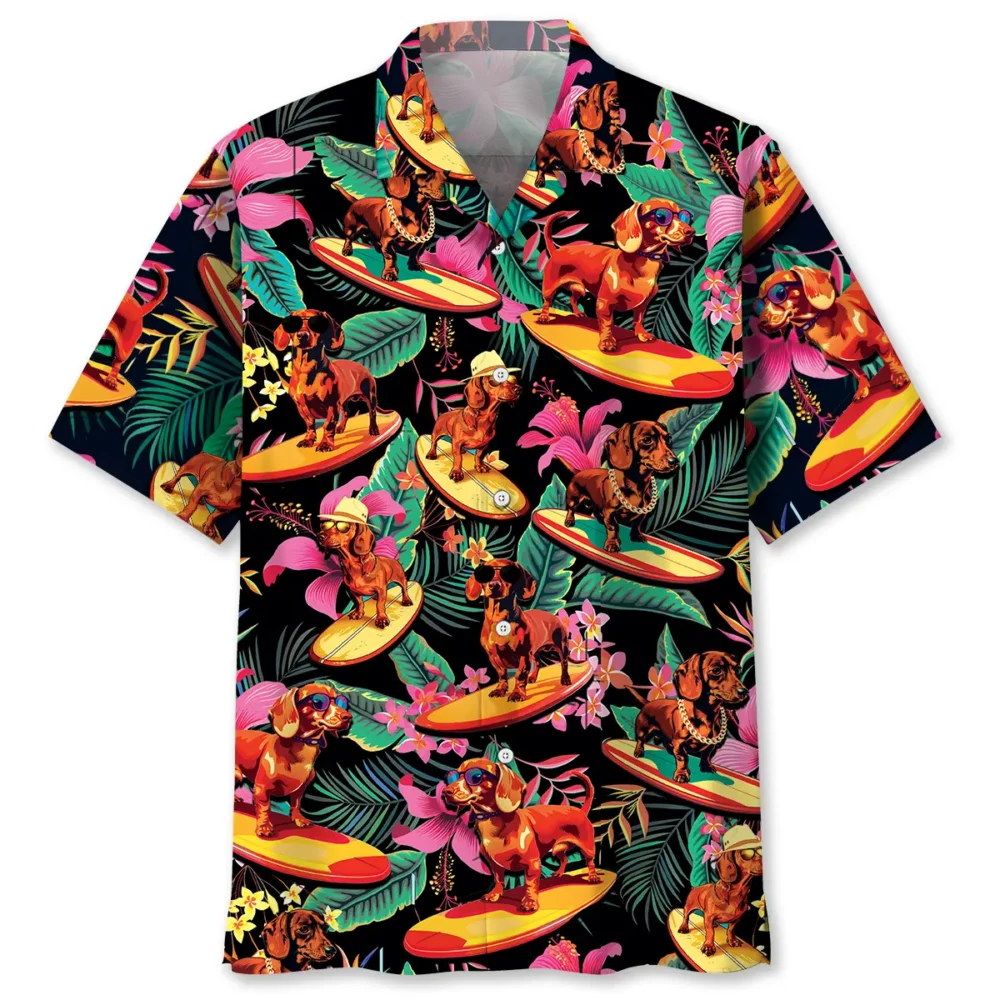 Dachshund Surfing Tropical Hawaiian Shirt BS2763427 - Been Store