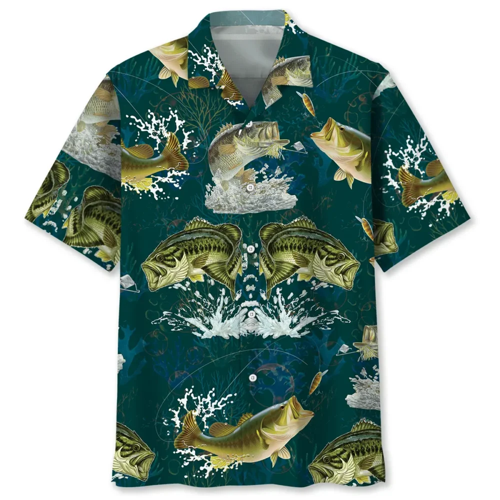 Dark Green Fishing Hawaiian Shirt BS2763303 - Been Store