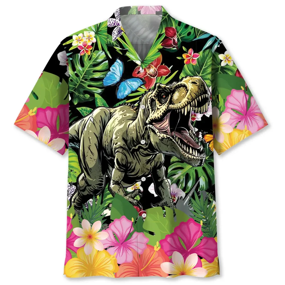 Dinosaur Tropical Flowers Hawaiian Shirt BS2763959 - Been Store