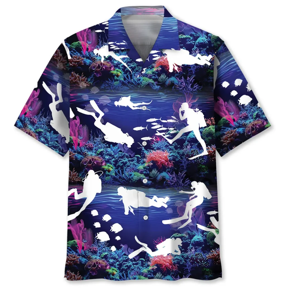 Diving With Neon Coral Ocean Hawaiian Shirt BS2763357 - Been Store
