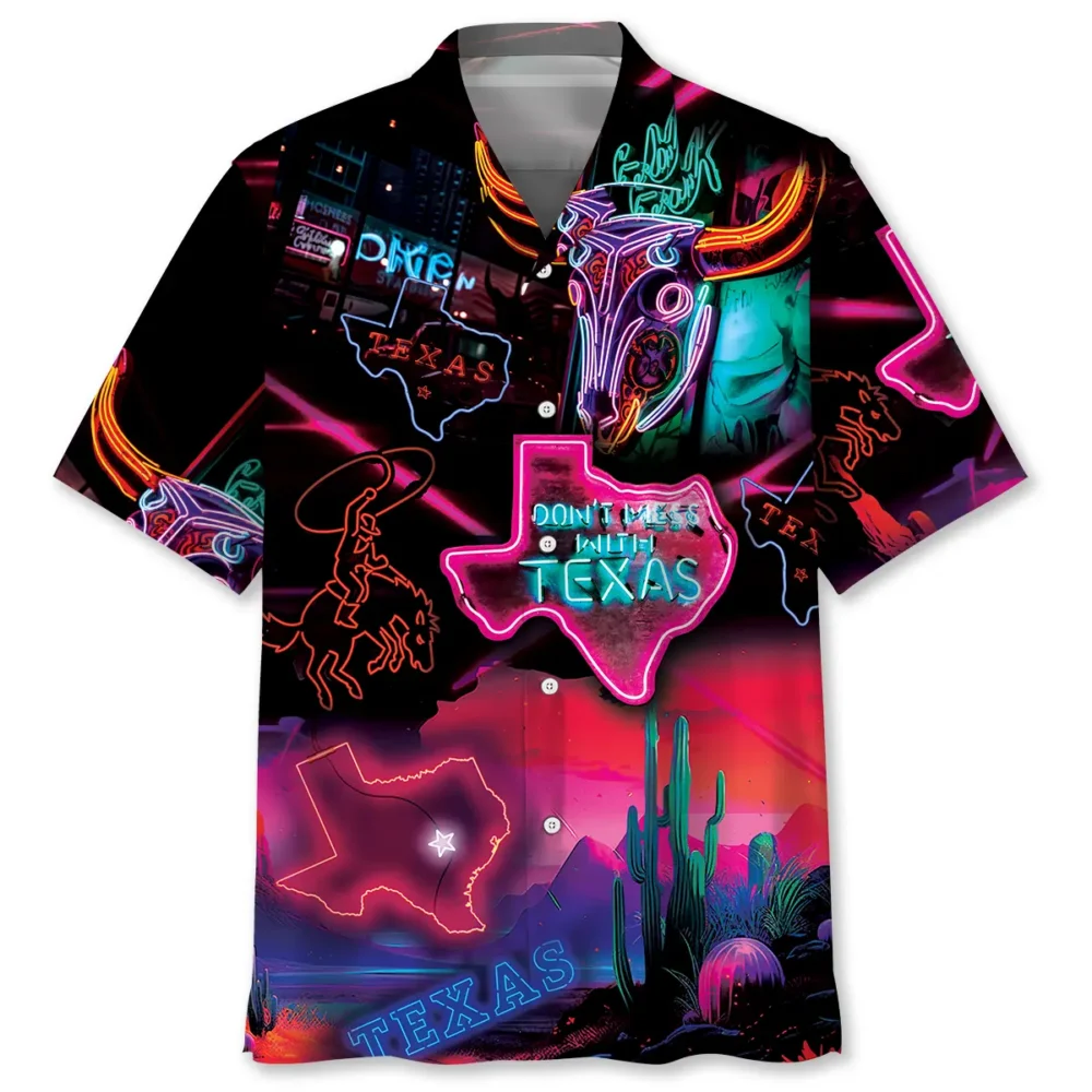 Don't Mess With Texas Neon Style Hawaiian Shirt BS2763532 - Been Store