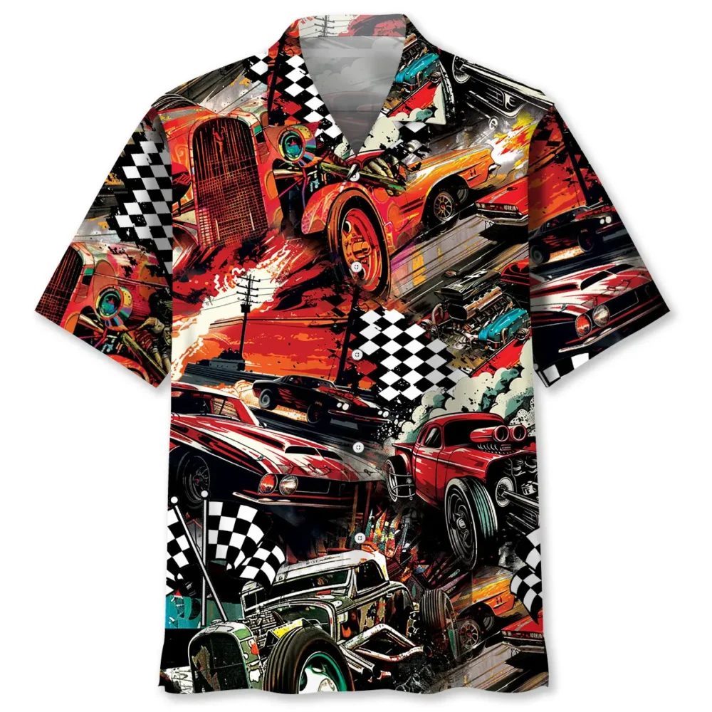 Drag Racing Retro Red Hawaiian Shirt BS2763365 - Been Store