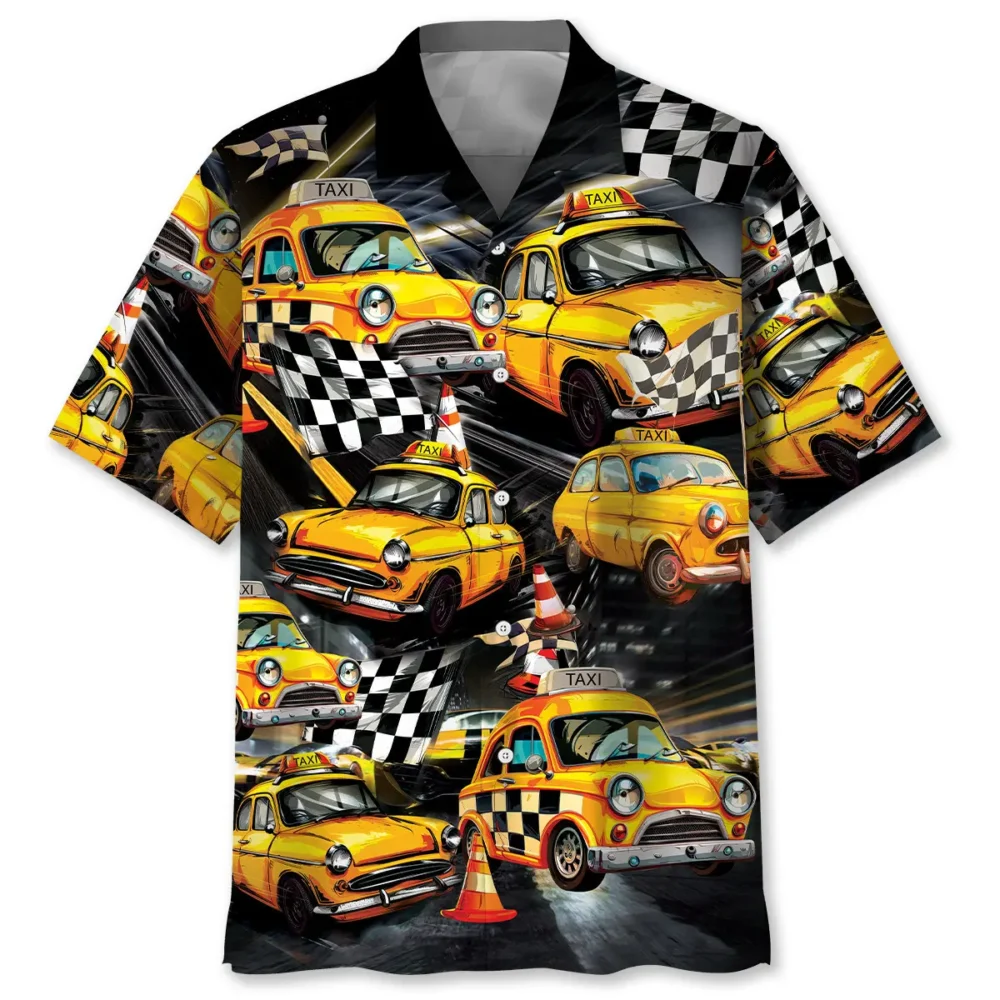 Drag Racing Yellow Taxi Car Hawaiian Shirt BS2763523 - Been Store