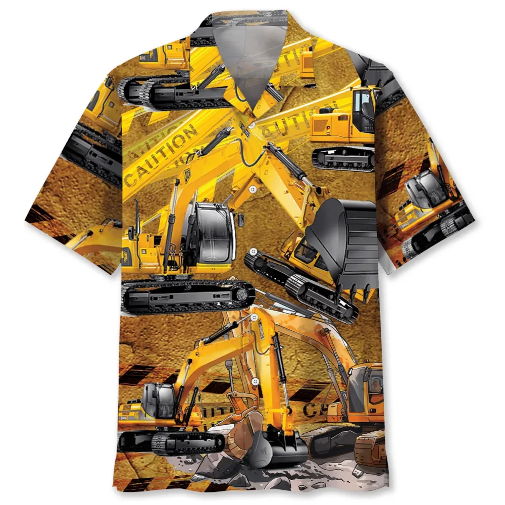 Excavator Caution Hawaiian Shirt BS2763936 - Been Store