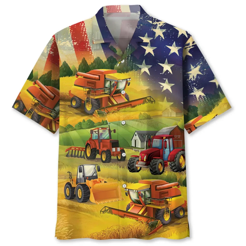 Farmer Tractor Amercian Flag Hawaiian Shirt BS2762988 - Been Store