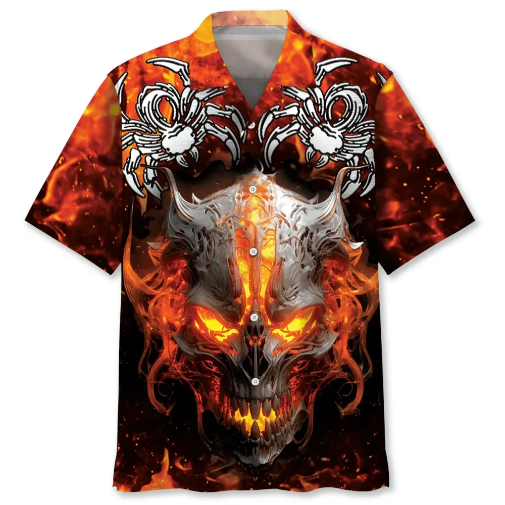 Fire Skull Spider Hawaiian Shirt BS2763252 - Been Store