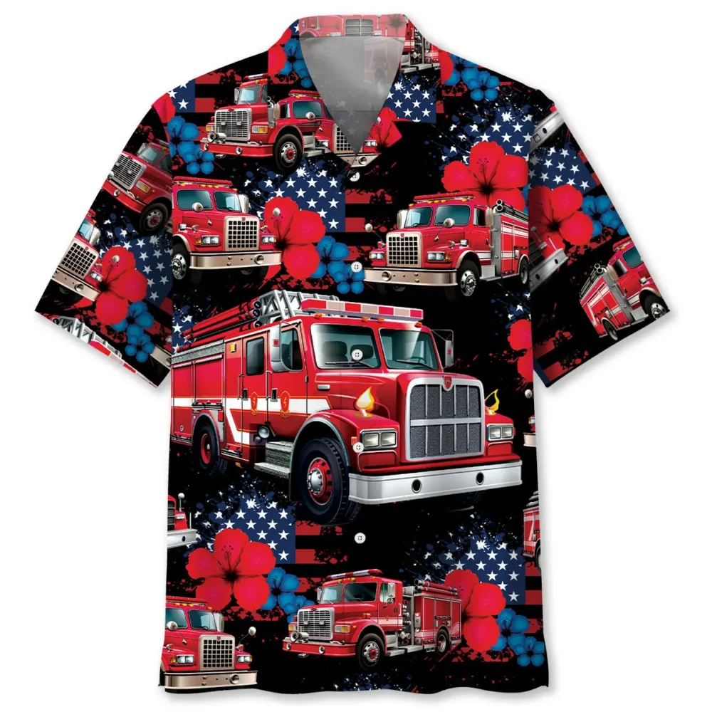 Fire Truck American Hawaiian Shirt BS2763731 - Been Store