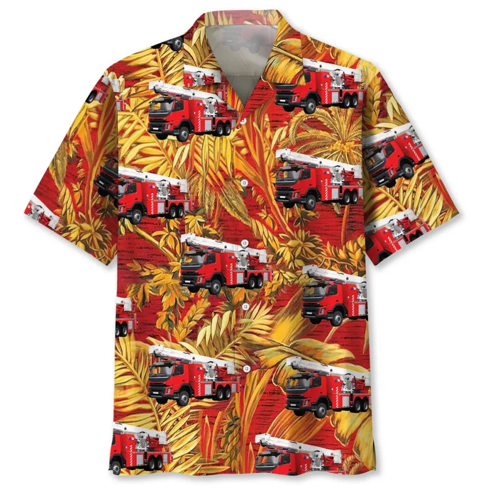 Fire Truck Tropical Orange Hawaiian Shirt BS2763730 - Been Store