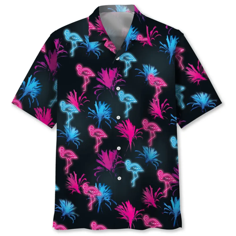 Flamingo Retro Neon Hawaiian Shirt BS2763504 - Been Store