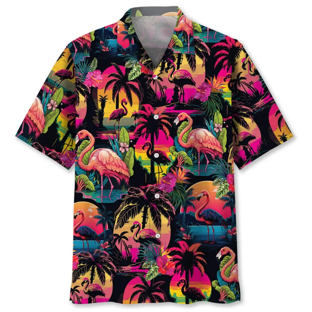 Flamingo Retro Palm Tree Hawaiian Shirt BS2763186 - Been Store