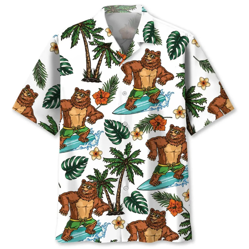 Funny Bear Surfing Hawaiian Shirt BS2763762 - Been Store