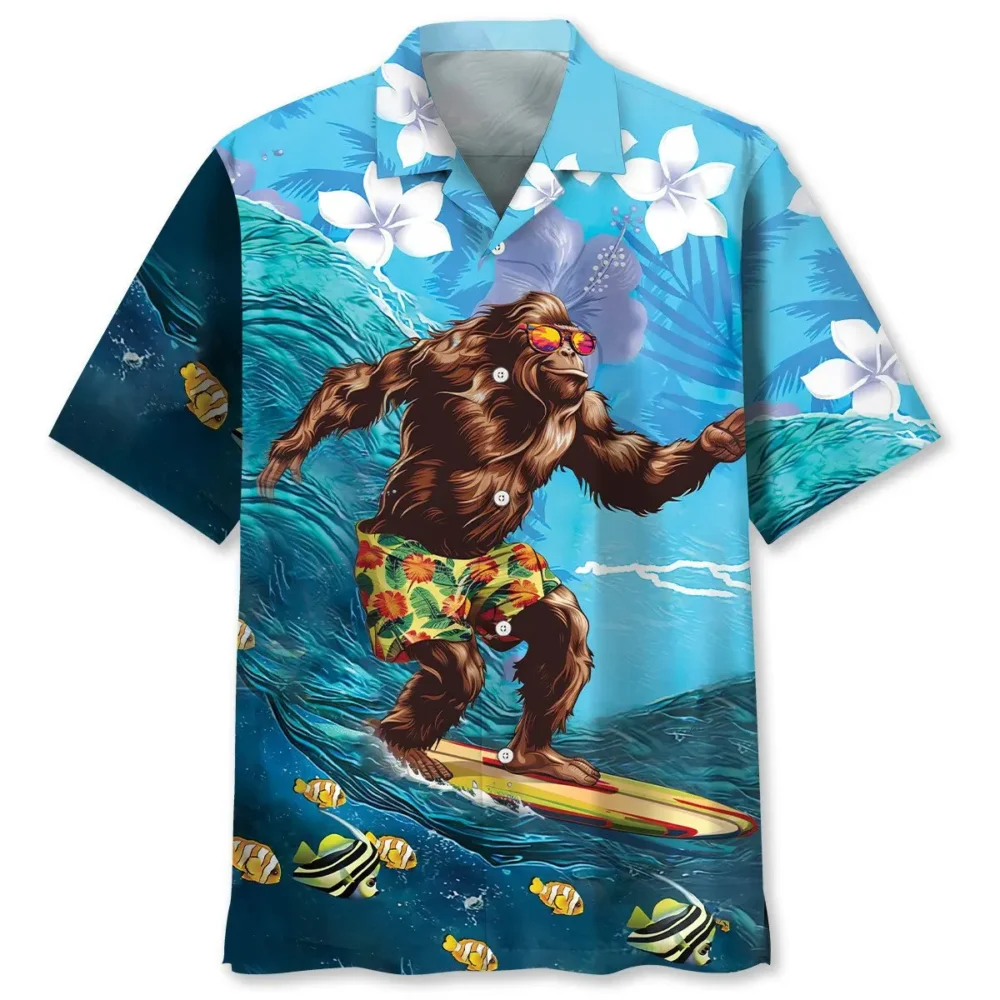 Funny Bigfoot Surfing Hibiscus Hawaiian Shirt BS2763555 - Been Store