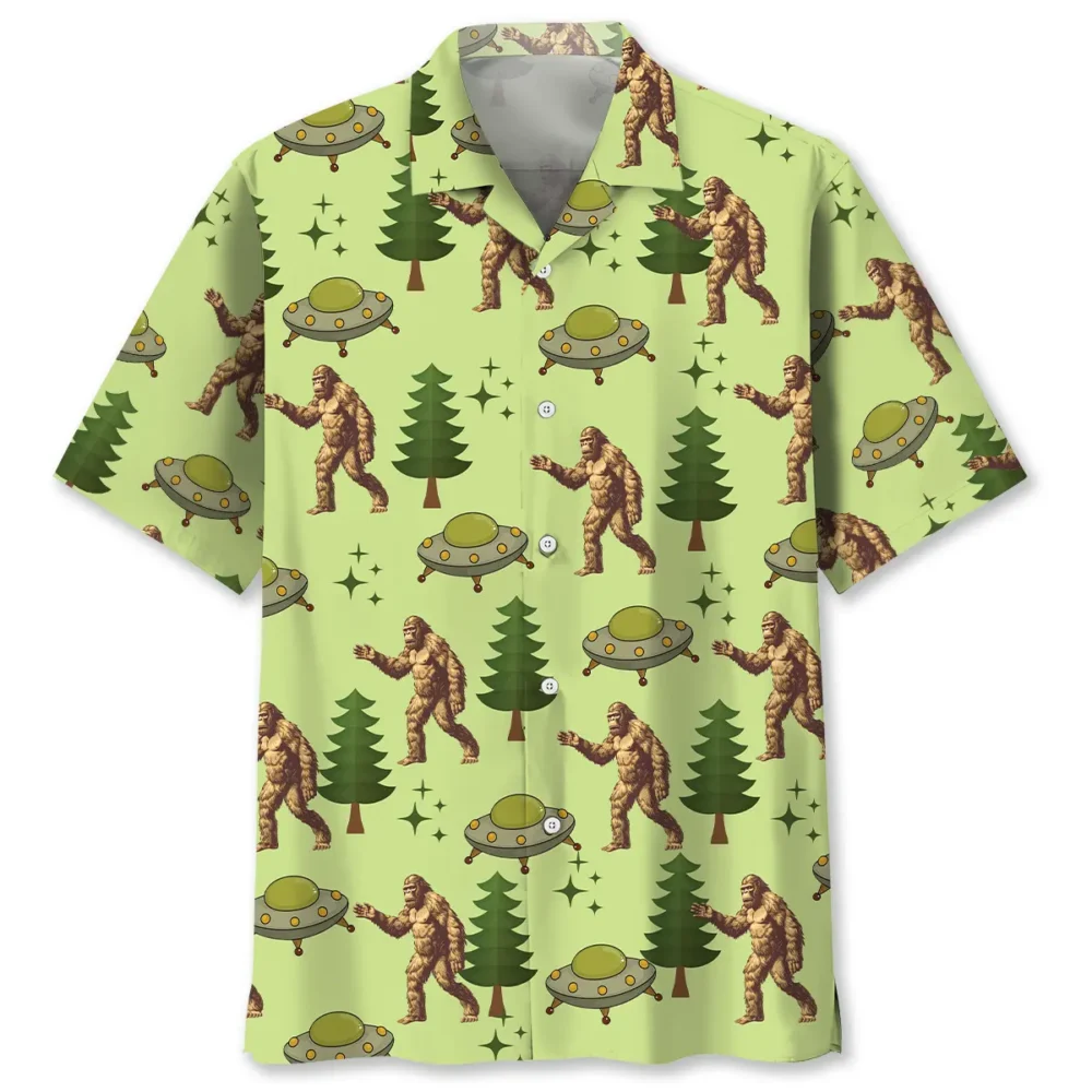 Funny Bigfoot UFO Hawaiian Shirt BS2763487 - Been Store