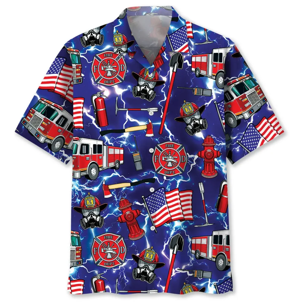 Funny Firefighter Blue Hawaiian Shirt BS2763611 - Been Store