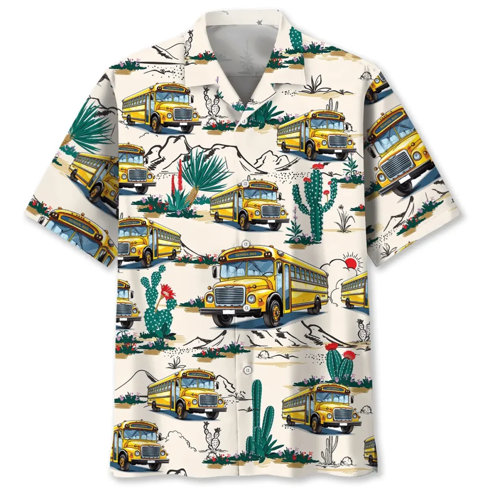 Funny School Bus Desert Hawaiian Shirt BS2763329 - Been Store