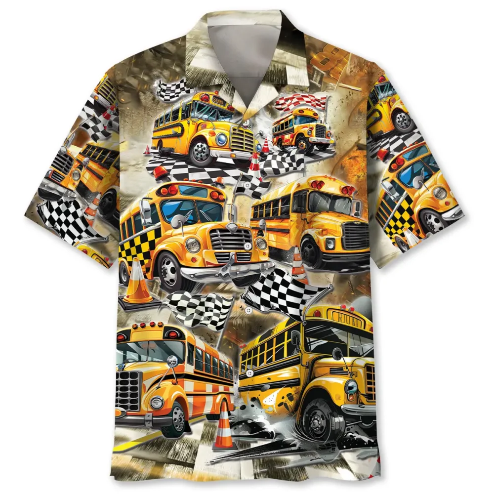 Funny School Bus Drag Racing Hawaiian Shirt BS2763438 - Been Store